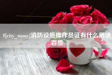 安阳消防设施操作员证有什么用途百度