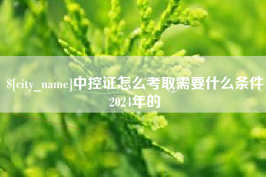 安阳中控证怎么考取需要什么条件2024年的